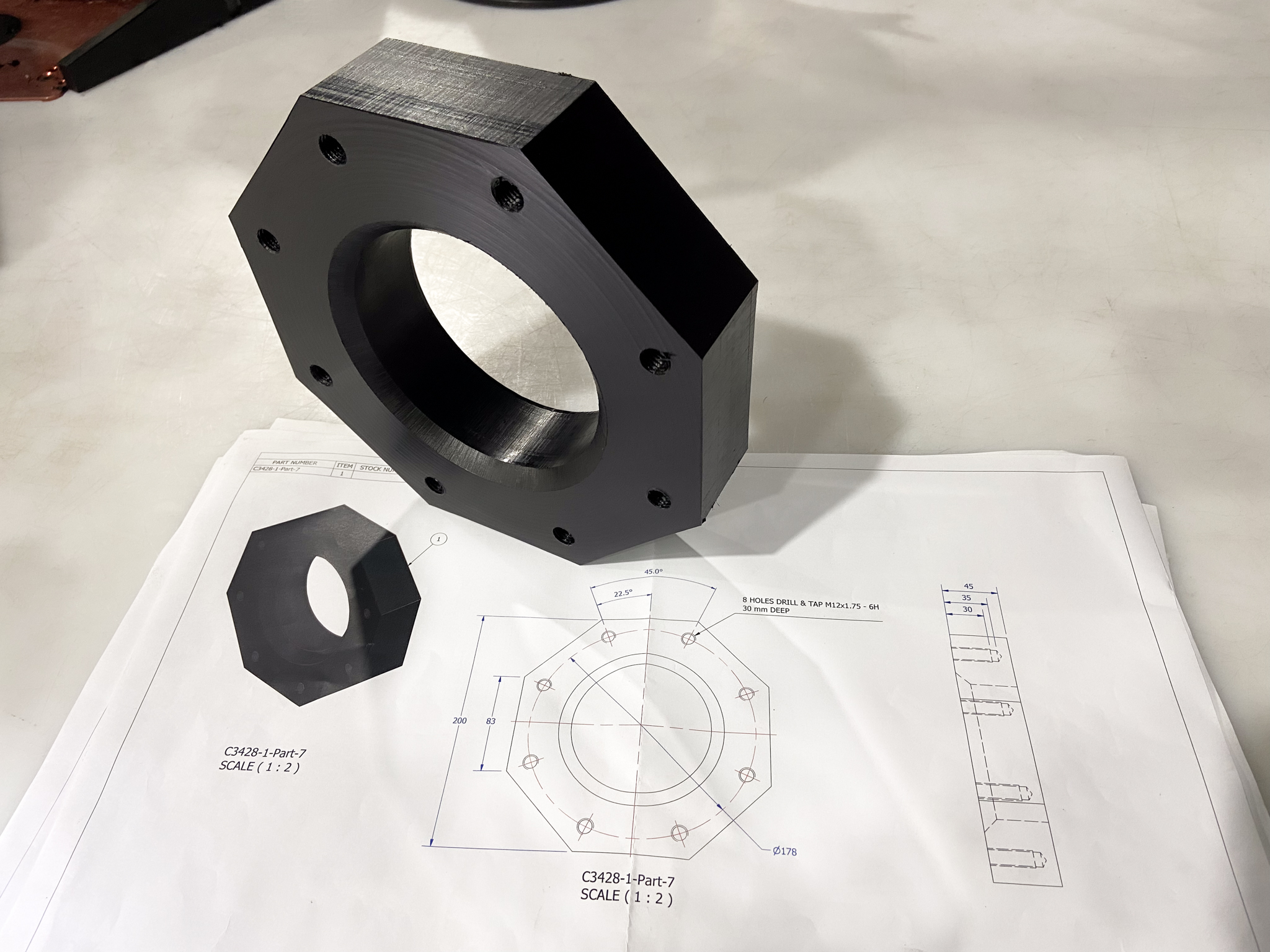 Poly cnc fabricated nut
